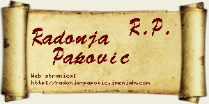 Radonja Papović vizit kartica